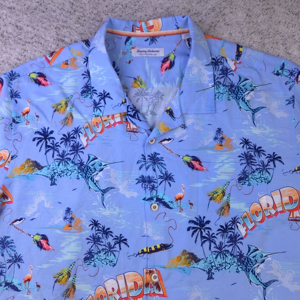 Tommy Bahama Shirt Mens XXXL Florida Fishing Veracruz Cay Hawaiian Destination